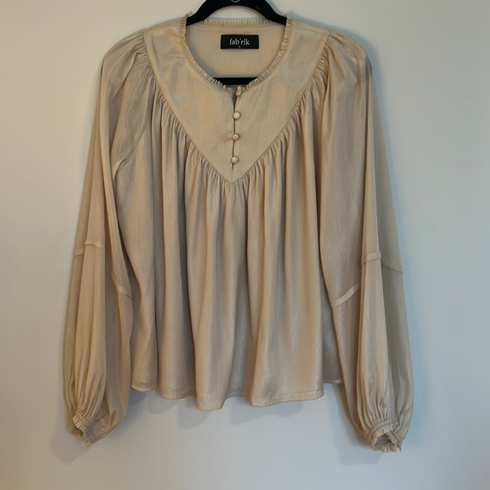 Champagne V-Front satin blouse